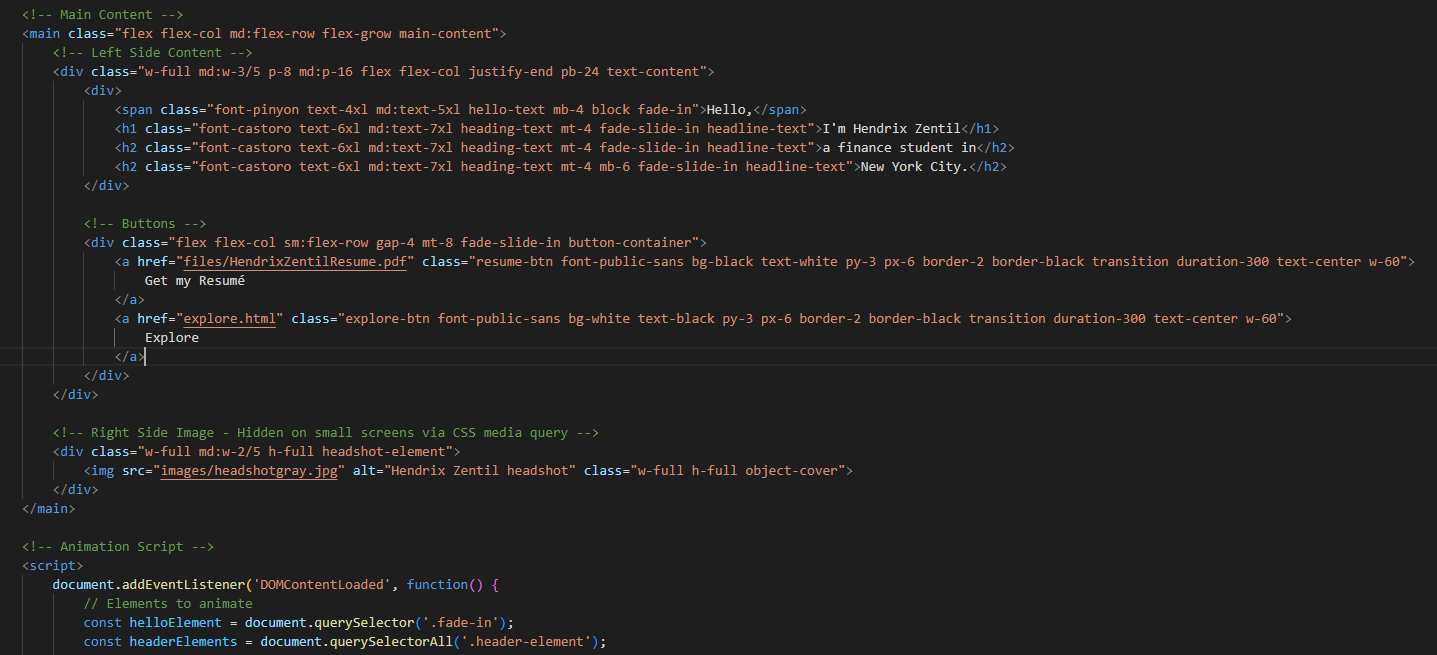 Code snippet from development